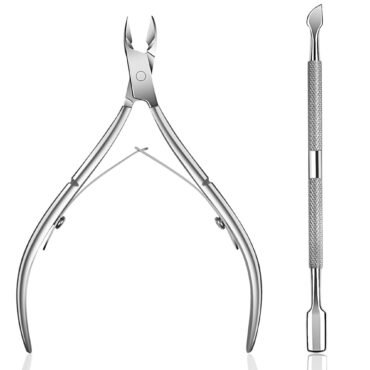 Cuticle Pusher Cuticle Nipper Stainless Steel Cuticle Trimmer Cuticle Remover Tool Set for Fingernails and Toenails Pedicure Manicure Tools Silver Christmas