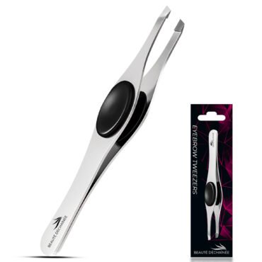 Professional Tweezers for Women, Men – Wide Grip Slant Tip Premium Tweezers Stainless Steel Eyebrow Tweezers for Facial Hair, Plucking Removing Ingrown Hairs