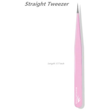 Set of 2 Eyelash Tweezers and 2 Eyelash Brush (Pink)