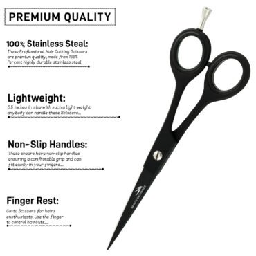 PROFESSIONAL BLACK HAIR CUTTING SCISSORS, HAIR SCISSORS 6.5 INCH