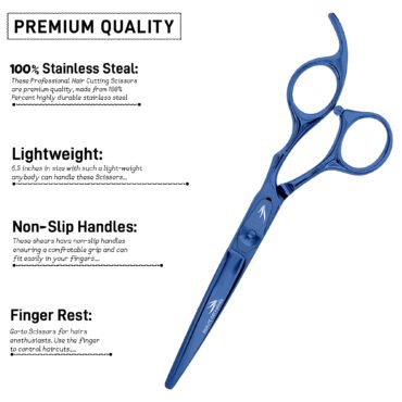 6.5 INCH PROFESSIONAL BARBER SHARP HAIR SCISSORS SHEARS KIT, (BLUE)