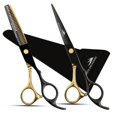 PROFESSIONAL HAIRDRESSING ULTRA SHARP SCISSORS SET, 6.5″ (BLACK AND GOLD)