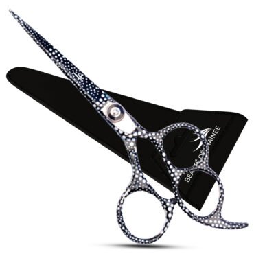 PROFESSIONAL 6.5” HAIR CUTTING 3 HOLE RING SCISSOR, PRINTED BARBER SCISSORS