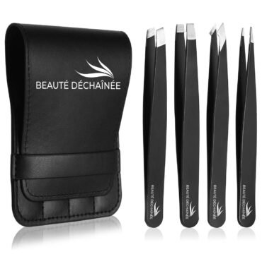 PROFESSIONAL STAINLESS STEEL EYEBROW TWEEZERS SET (BLACK)