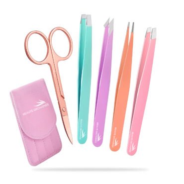 PROFESSIONAL STAINLESS STEEL EYEBROW TWEEZERS SET WITH SCISSOR ( MULTI-COLOR)