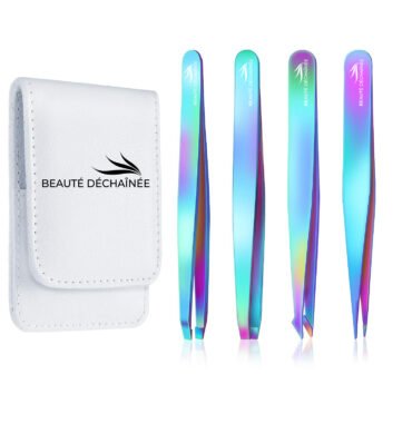 PROFESSIONAL STAINLESS STEEL EYEBROW TWEEZERS SET (RAINBOW COLOR)