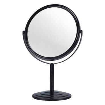 Makeup Mirror for Tabletop Desk, Black Standing Bathroom Cosmetic Mirror, Portable Double Sided Magnification Mirror