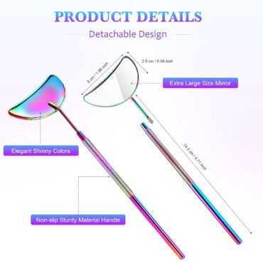 Lash Mirror Eyelash Extension Mirror Half-moon Shape Lash Mirror Stainless Steel Eyelash Mirror Tool Large Eyelash Inspection Mirror for Women (5.7 INCH)